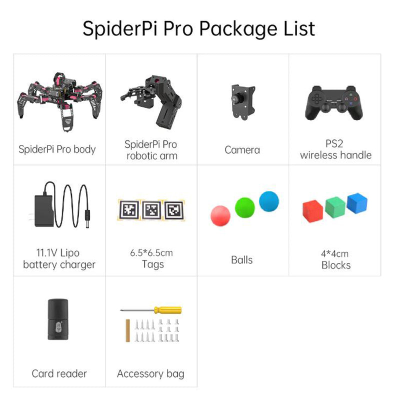 SpiderPi Pro: Hiwonder Hexapod Robot with AI Vision Robotic Arm Powered by Raspberry Pi 4B 4GB