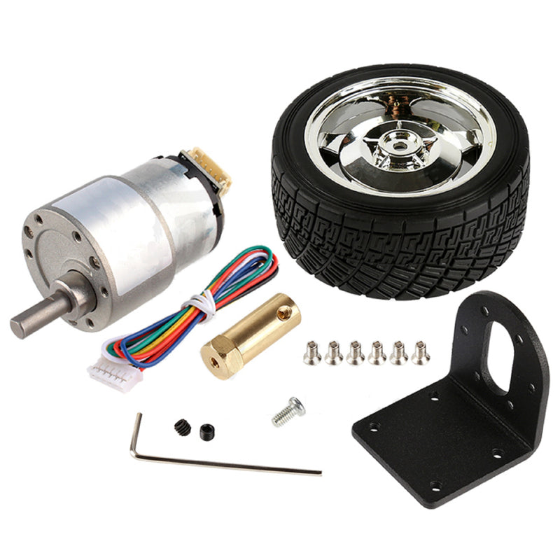 6V Metal Gearmotor 37D with 11PPR Encoder and 80D wheels kits - 6V 480RPM