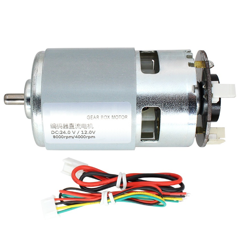 775 Size DC Motor with Encoder, 24V - 8200 RPM