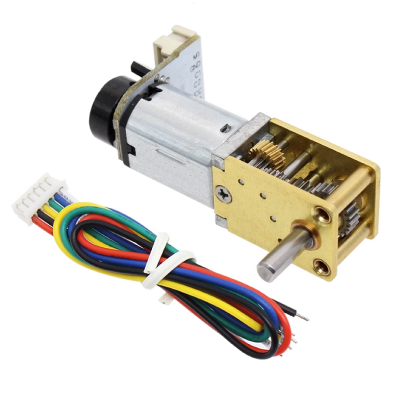 Micro DC Worm Gear Motor w/ Encoder, 12V, 100RPM