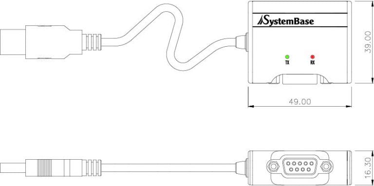 SystemBase Multi 1/USB RS232 USB to Serial Latching Cable, 0.6m