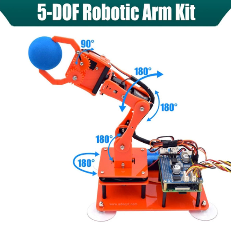 Adeept 5-DOF Programmable Robotic Arm Orange Kit for Raspberry Pi