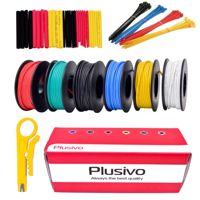 Plusivo 22AWG Stranded Silicone Wire Kit - 6 Colors (7m each)