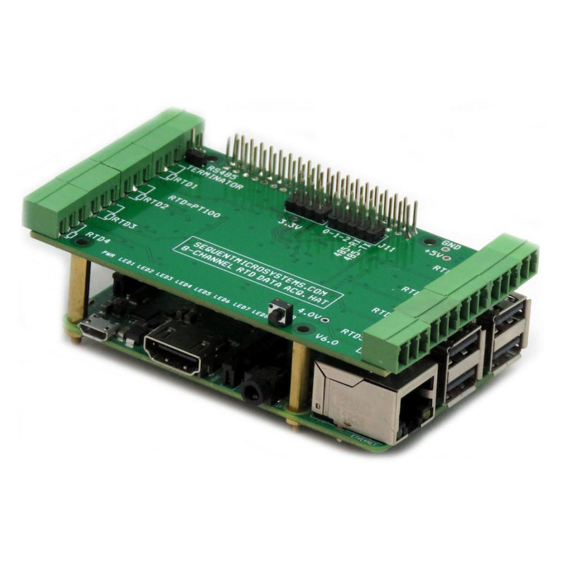 Sequent Microsystems RTD Data Acquisition 8-Layer Stackable HAT for Raspberry Pi